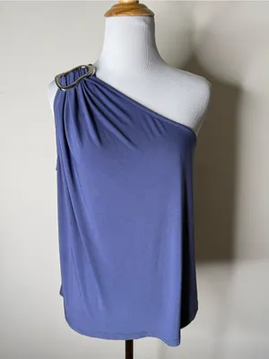 Dolan Left Coast Anthropologie Blue One Shoulder Top thumbnail 2