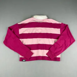 Juicy by Juicy Couture Pink Striped Long Sleeve Cropped Rugby Polo Shirt Small thumbnail 2