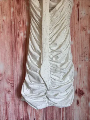 Lucy in the Sky Boop Rhinestone Bodycon Mini Dress White Ruched Halter Party M thumbnail 9
