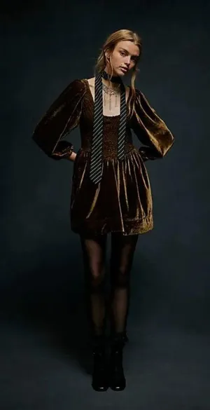 NWOT Free People Farrier Velvet Mini Dress Olive Green thumbnail 5