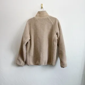 Brandy Melville |‎ John Galt Willow Full-Zip Sherpa Teddy Jacket in Tan thumbnail 3