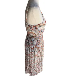Floral Spaghetti-Strap Midi Dress in White Multicolor floral print thumbnail 4