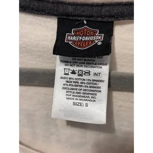 Harley Davidson Chicago IL T-Shirt Small Cream Graphic Tee Rhinestone Flame thumbnail 5