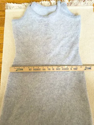 Vintage Y2K Cashmere Blend Sweater Dress Size Small Light Gray Super Fuzzy 2000s thumbnail 7