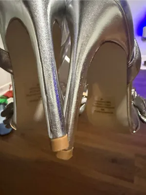 NWOT Steve Madden Ulyana metallic silver rhinestone floral heels summer party thumbnail 11