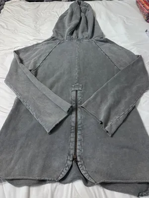 We The Free Women's Gray Lace-Up Hooded Pullover Hoodie - Size L thumbnail 5