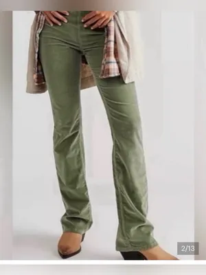 NWT olive green We The Free by Free People pull-on corduroy pants size 28 thumbnail 2