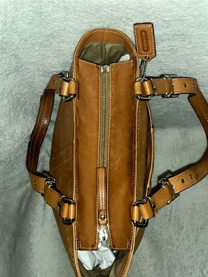 Coach Hamilton (or Hampton-style) cognac/tan leather tote bag with silver-tone thumbnail 8