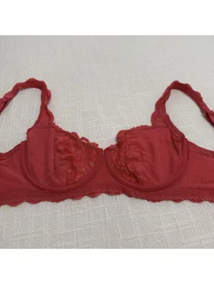 Cosabella Prettie Bra Coral Pink Lace Sz 32D Underwire Unlined Made In Italy thumbnail 5