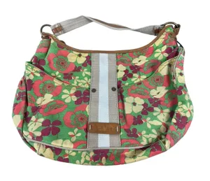 Levi’s Green Floral 70s Inspired Retro Groovy Bright Color Top Handle Bag Purse thumbnail 1