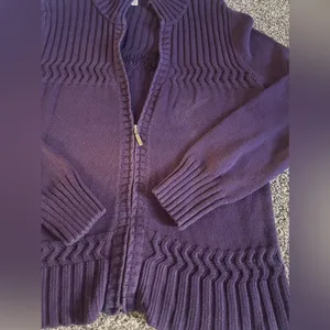 Coldwater Creek Purple Knit Zip Up Long Sleeve Sweater L thumbnail 3