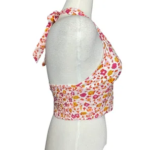 BP NWT Orange/Red/White Floral Halter Top thumbnail 5