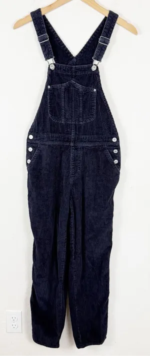 Old Navy Dark Navy Blue Corduroy Overalls thumbnail 1