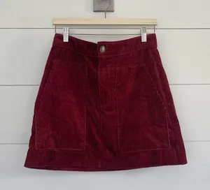 H&M Corduroy Maroon Skirt thumbnail 2