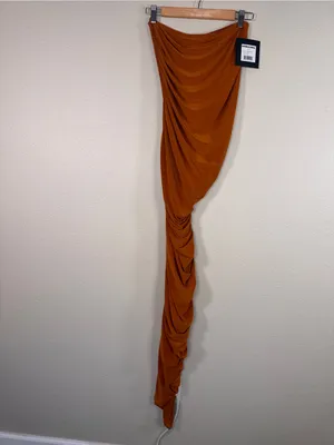 Norma Kamali Diana One Shoulder Ruched Gown Bronze Womens S Bodycon Midi Baddie thumbnail 11