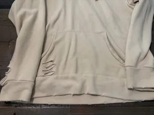 Chelsea DeBoer by Lily & Lottie Distressed Hoodie Women’s S Cream Pullover thumbnail 2