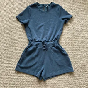 Spanx Airluxe Romper Short Romper Blue Size Small Short Sleeve Shorts GUC thumbnail 2