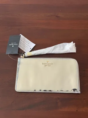 kate spade New York Lucy Metallic Silver L Zip-Around Wristlet new thumbnail 3