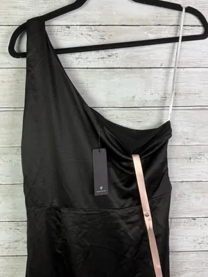 Lulus Dreaming of Elegance Black Satin One-Shoulder Maxi Dress Size Large thumbnail 5