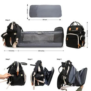 Akshomz Diaper Bag Backpack with Changing Station, Black Tan NEW thumbnail 3