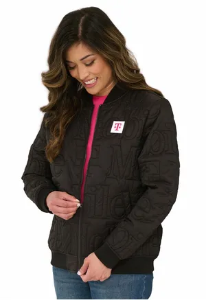 T-Mobile Be Magenta WOMEN'S QUILTED BLACK JACKET M thumbnail 1