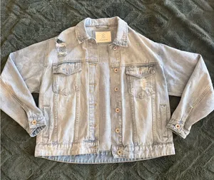 Cotton on oversized distressed denim jacket thumbnail 1