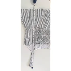 WAYF‎ Striped Peplum Camisole Top Black White Linen Blend Button Front Large NWT thumbnail 11