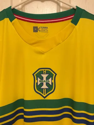 Brazil #10 International FIFA Yellow and Green Xara Soccer Jersey thumbnail 3