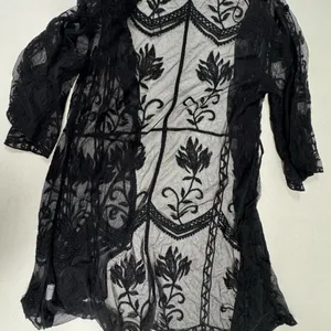 Primark Black Lace Embroidered Floral Cover-Up - Size‎ L. thumbnail 9