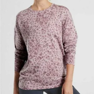 Athleta Studio To Street Print Sweatshirt Women’s Sz Large In Flora Mauve thumbnail 8