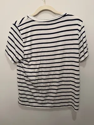 Amour Vert White Navy Striped‎ Modal T-Shirt Size Medium thumbnail 4