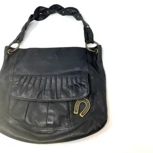 Betsy Johnson Vintage‎ Black Vegan Leather Western Horseshoe Shoulder Bag thumbnail 3