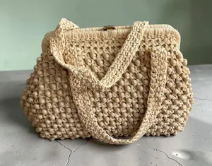 VINTAGE The Golden Girls Style Woven Top Snap Handbag thumbnail 1