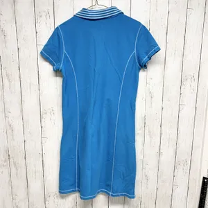 Side Ways Dress Women Large Blue Stripe Collared Knit Athletic Short Sleeve Midi thumbnail 8
