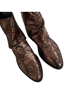 EUC Free People Leather Amarone Cooper Snakeskin Boots Size 7.5 thumbnail 7
