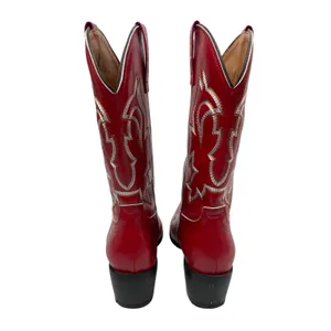 Womens Red Faux Leather Classic Embroidered Mid Calf Western Cowgirl Boots 6.5 thumbnail 4