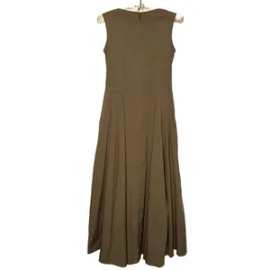 COS Midi Dress Olive Green Size 4 Pockets Cotton Poplin A Line Swing Minimalist thumbnail 4