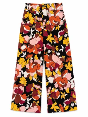 Maeve Anthropologie Colette Wide Leg Pants 25 Multicolor Floral Patch thumbnail 3