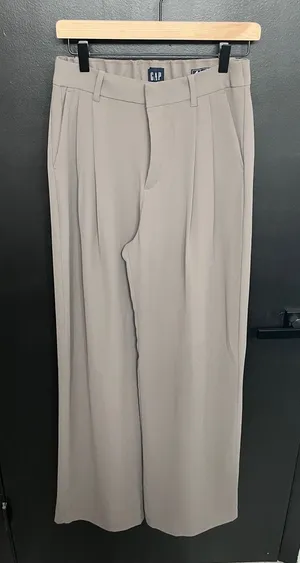 GAP Wide-Leg Dress Pants in Taupe thumbnail 1