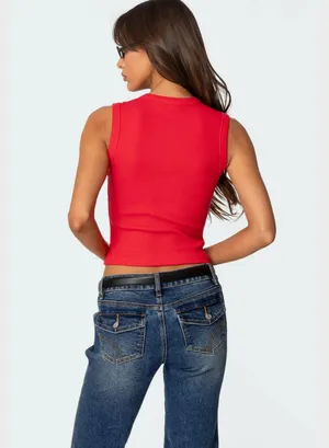 Edikted Top Basal Button Up Tank Top thumbnail 2