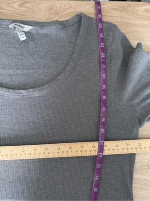 Spanx 3X Rib Long Sleeve Tee Grey Scoop Neck Minimal Office Work thumbnail 5