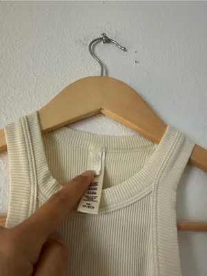 SKIMS Cream Ribbed Racerback Tank Top thumbnail 3