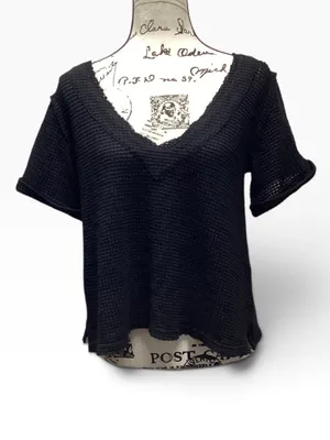 POL Black waffle knit v-neck size Small thumbnail 4