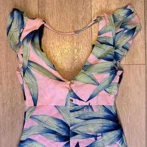 Vici maxi floral pink‎ and blue flowy maxi dress tropical flutter sleeves size s thumbnail 3