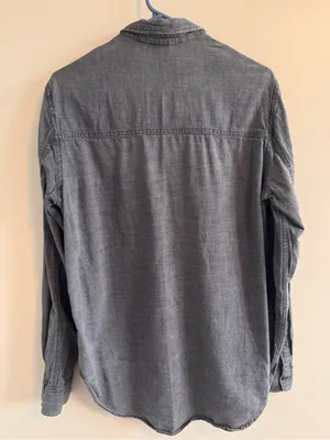 &Denim Gray Chambray Button Front Shirt Women’s Small‎ Cotton thumbnail 3