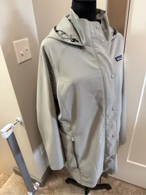 Patagonia Women’s Adze‎ Parka Grey Softshell Windblock Water Resistant Long L thumbnail 2