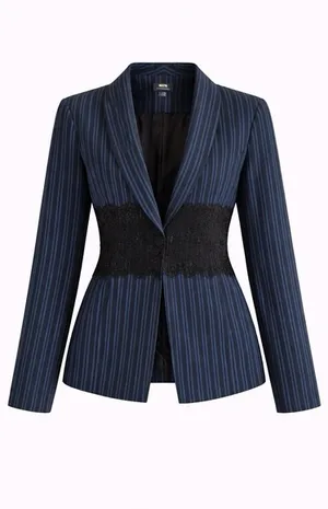 Anthropologie Maeve blue stripe blazer thumbnail 3