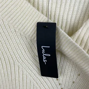 NEW Lulus Trendy Forecast Ivory Pointelle Knit Mock Neck Cutout Sweater Small thumbnail 8