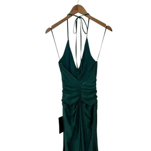 Lulus Zaniya Emerald Green Ruched Halter Maxi Dress size XXS NWT thumbnail 6