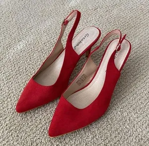 NEW Greatonu Bright Red Women’s Kitten Heels Suede Leather Size 39 Shoes NWOB thumbnail 1